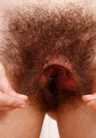 Aali pees in a glass bowl., Aali Rousseau (aul001) ATK Natural & Hairy: Aali Rousseau (Aali pees in a glass bowl.)